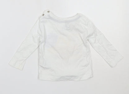 Mini Rebel Boys White  Cotton Basic T-Shirt Size 6-9 Months Round Neck