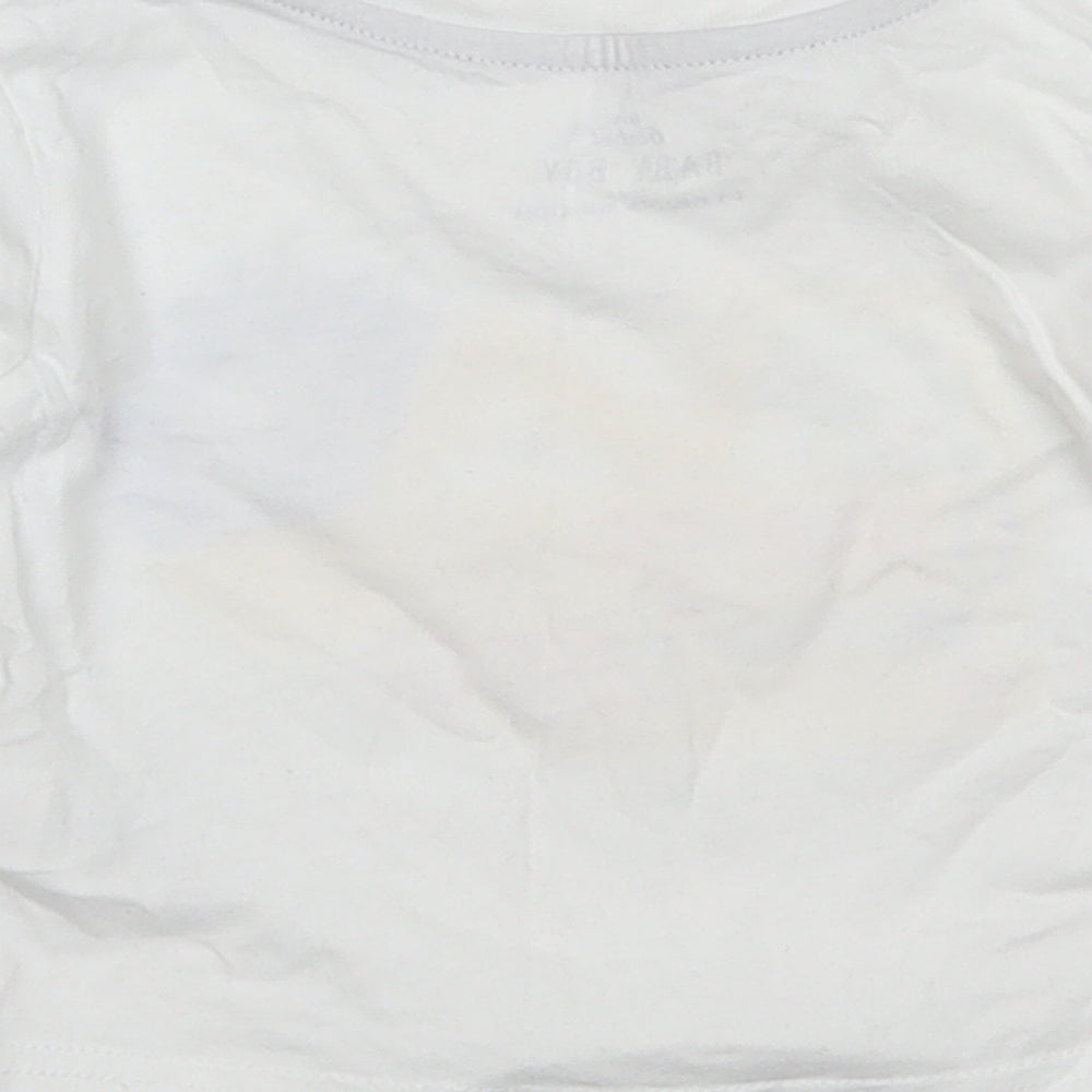 Mini Rebel Boys White  Cotton Basic T-Shirt Size 6-9 Months Round Neck