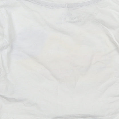 Mini Rebel Boys White  Cotton Basic T-Shirt Size 6-9 Months Round Neck