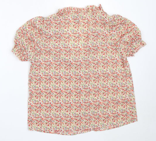 SheIn Womens Red Floral Polyester Basic Blouse Size L V-Neck