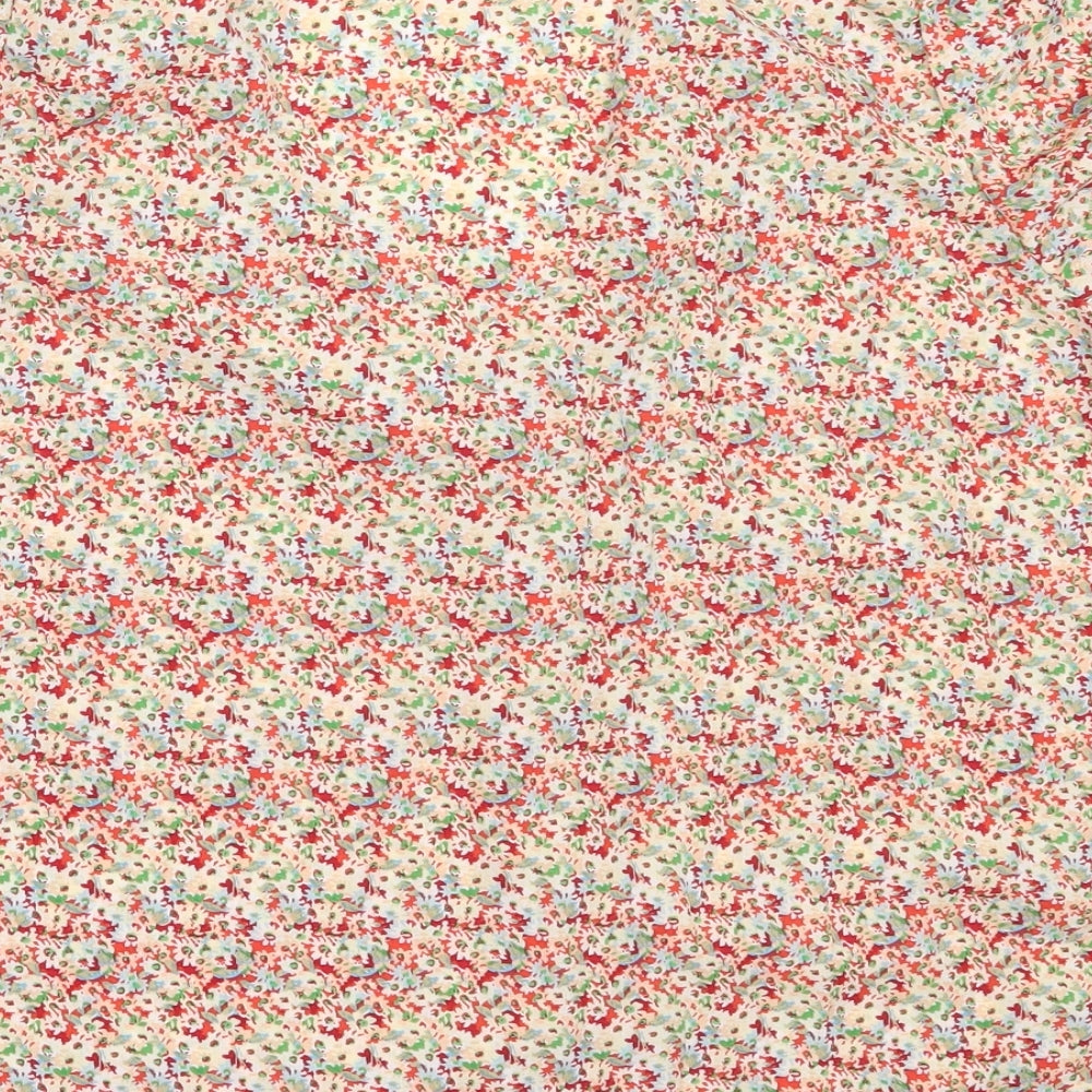 SheIn Womens Red Floral Polyester Basic Blouse Size L V-Neck