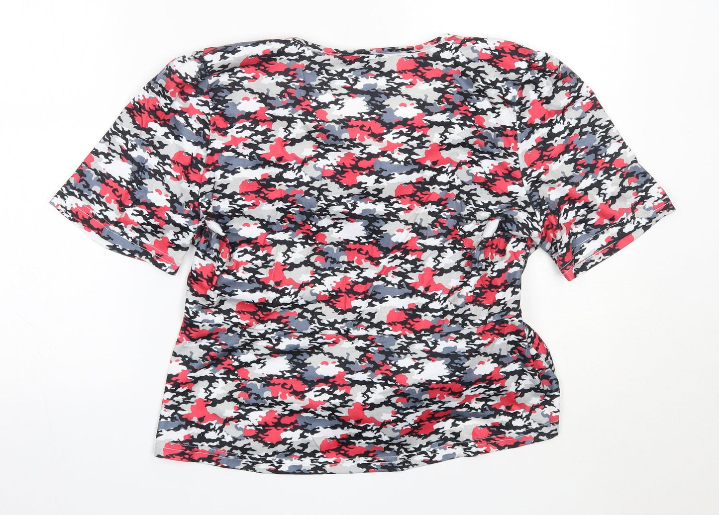 SheIn Womens Red Camouflage Polyester Basic Blouse Size L V-Neck