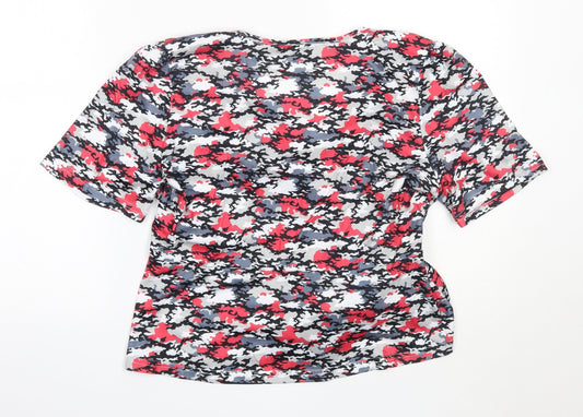 SheIn Womens Red Camouflage Polyester Basic Blouse Size L V-Neck