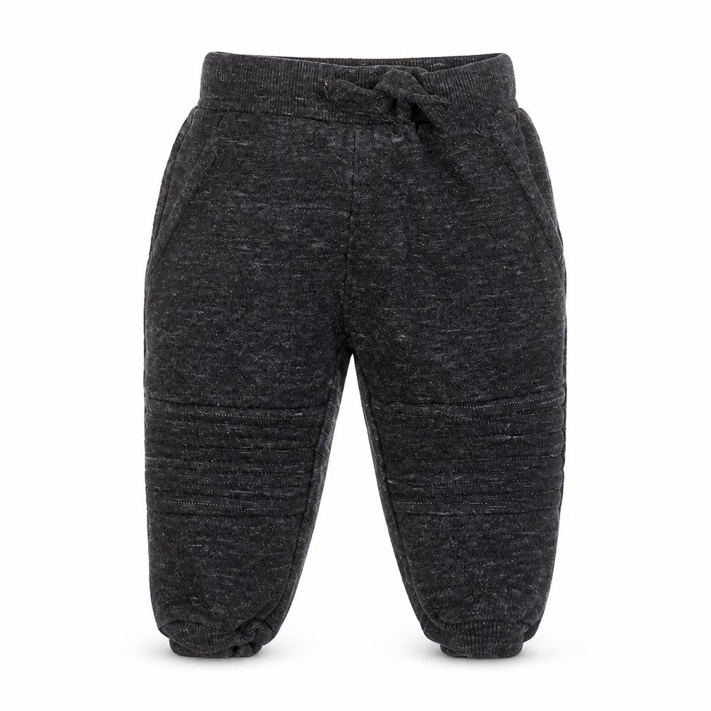 Front view of F&F Baby Grey Cotton Jogger Trousers, size 9-12, Months Drawstring