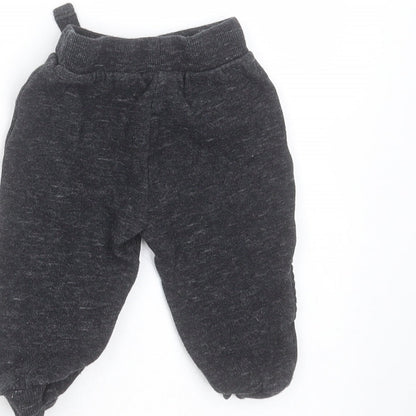 F&F Baby Grey  Cotton Jogger Trousers Size 9-12 Months  Drawstring