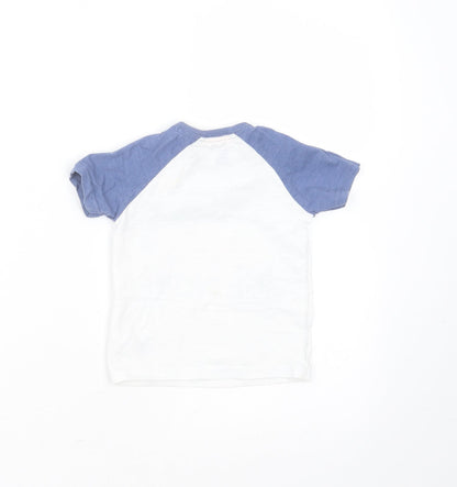 George Boys White  Cotton Basic T-Shirt Size 6-9 Months Round Neck  - little man at work