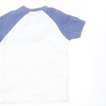 George Boys White  Cotton Basic T-Shirt Size 6-9 Months Round Neck  - little man at work
