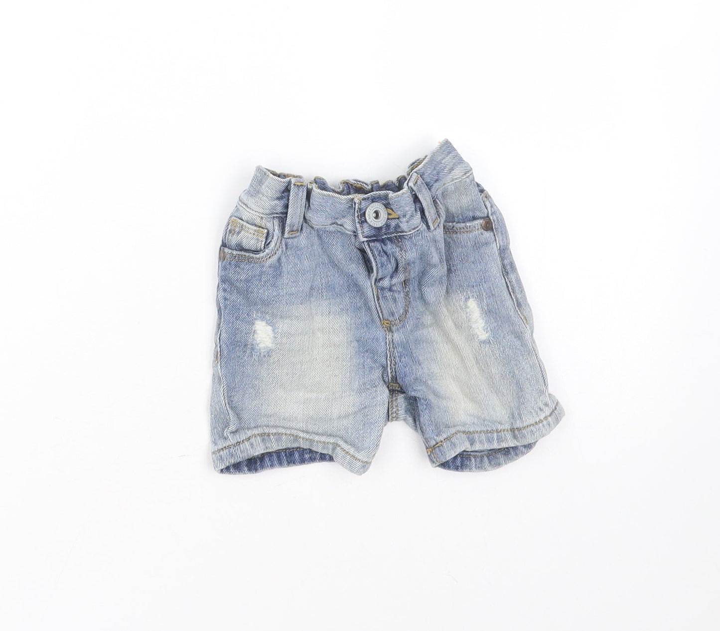 Matalan Baby Blue  Cotton Cropped Trousers Size 6-9 Months   - distressed shorts