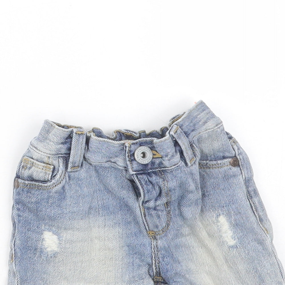 Matalan Baby Blue  Cotton Cropped Trousers Size 6-9 Months   - distressed shorts