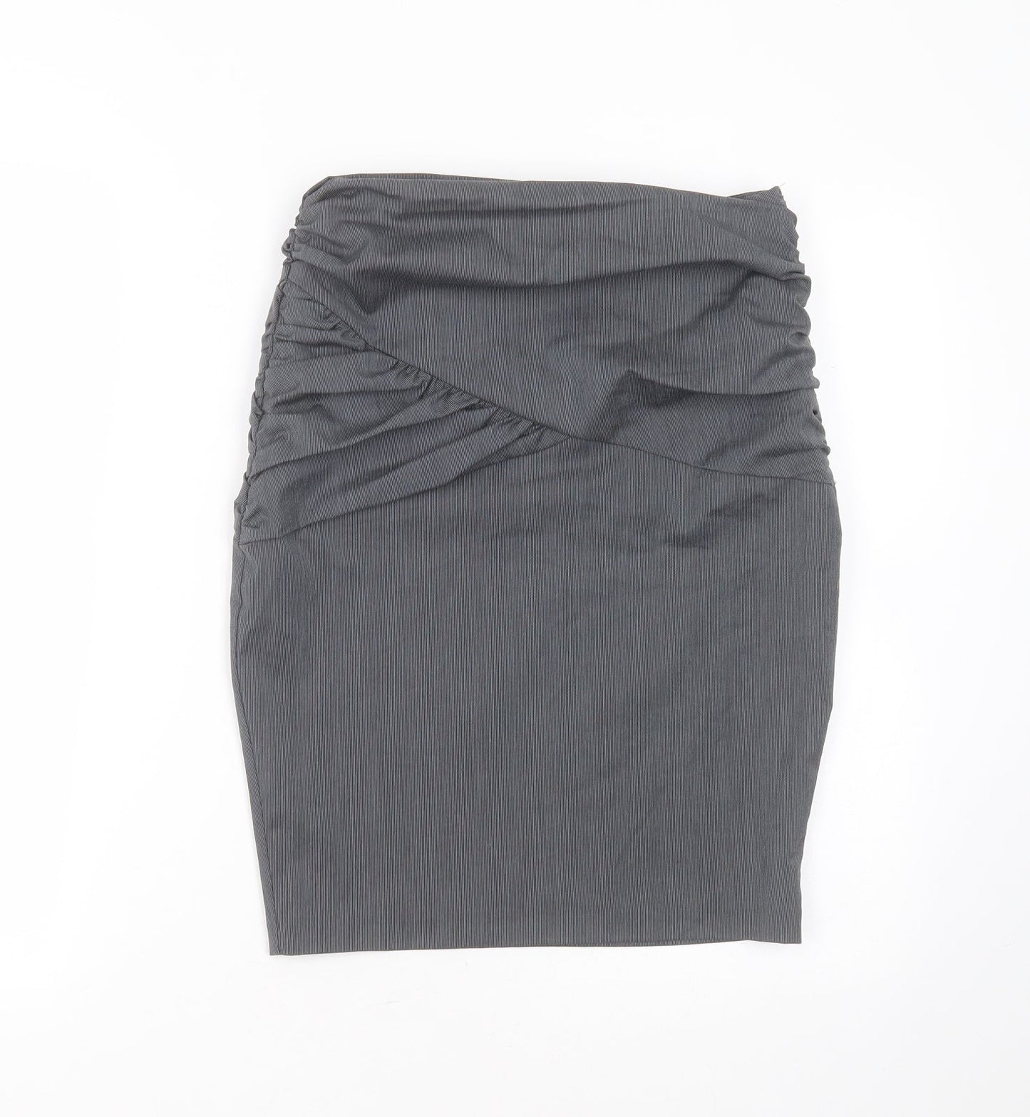 New Look Womens Grey Striped Polyester Straight & Pencil Skirt Size 8