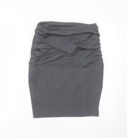 New Look Womens Grey Striped Polyester Straight & Pencil Skirt Size 8