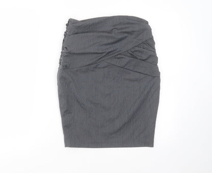 New Look Womens Grey Striped Polyester Straight & Pencil Skirt Size 8