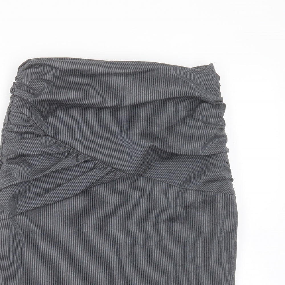 New Look Womens Grey Striped Polyester Straight & Pencil Skirt Size 8
