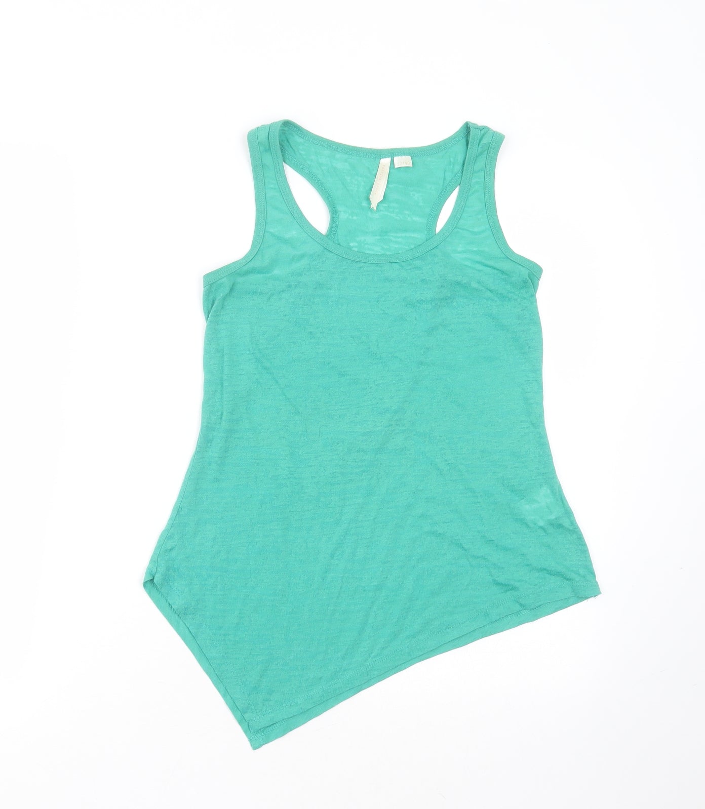 FASHION PRIDE Womens Green  Polyester Basic Tank Size 12 Round Neck - Asymmetric Hem