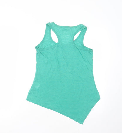 FASHION PRIDE Womens Green  Polyester Basic Tank Size 12 Round Neck - Asymmetric Hem