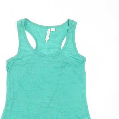 FASHION PRIDE Womens Green  Polyester Basic Tank Size 12 Round Neck - Asymmetric Hem