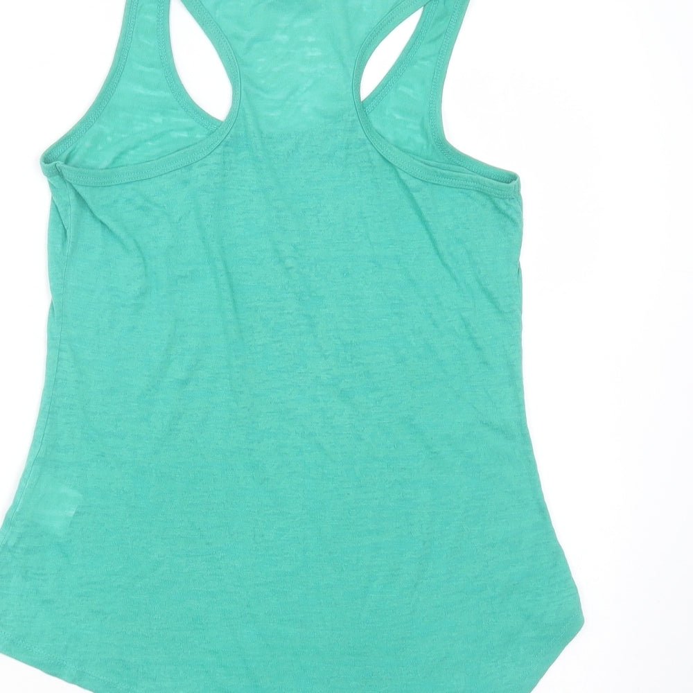 FASHION PRIDE Womens Green  Polyester Basic Tank Size 12 Round Neck - Asymmetric Hem