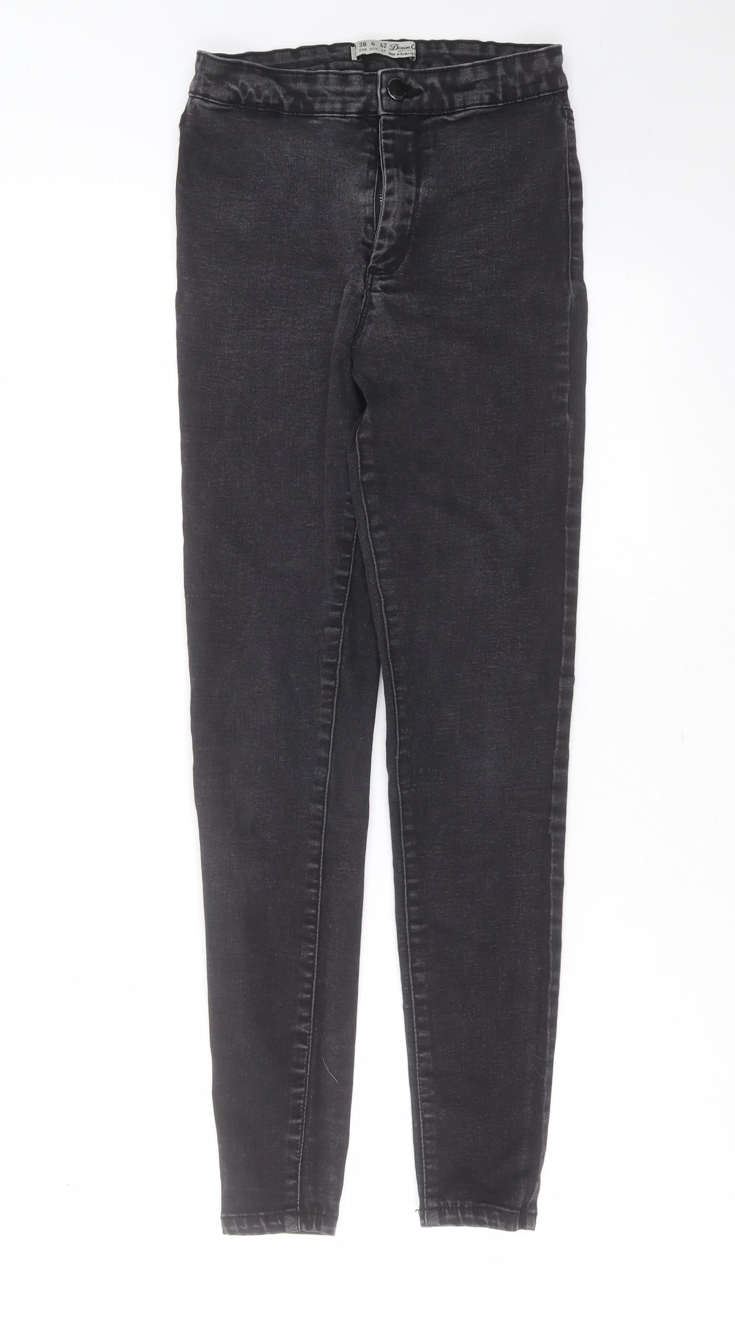 Primark Womens Grey  Cotton Skinny Jeans Size 10 L27 in Extra-Slim Zip