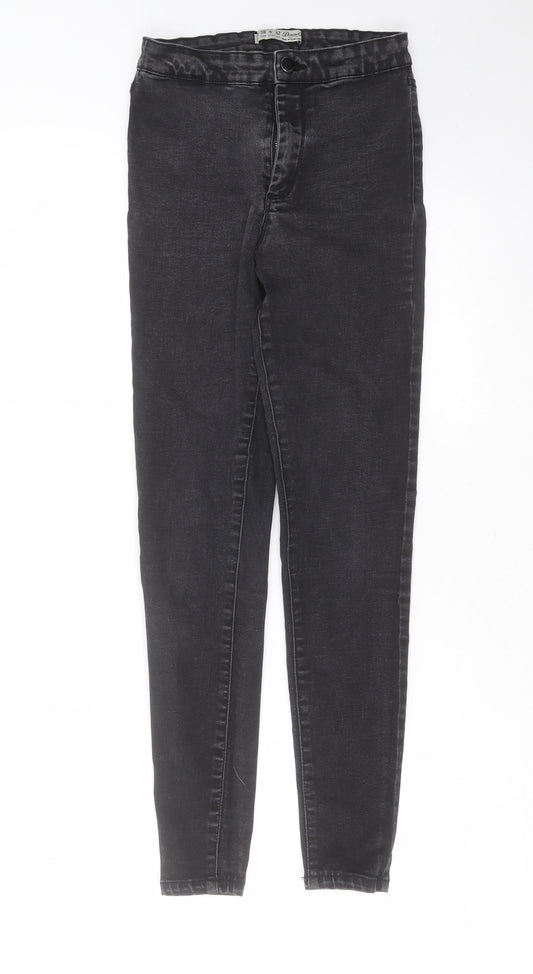 Primark Womens Grey  Cotton Skinny Jeans Size 10 L27 in Extra-Slim Zip