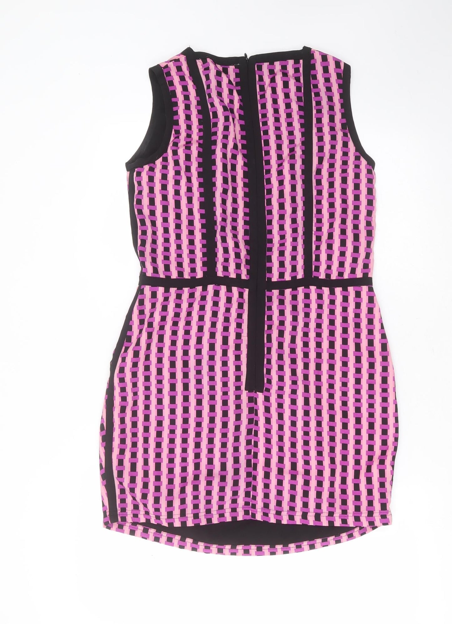 Awear Womens Purple Geometric Polyester Shift  Size 10  Round Neck