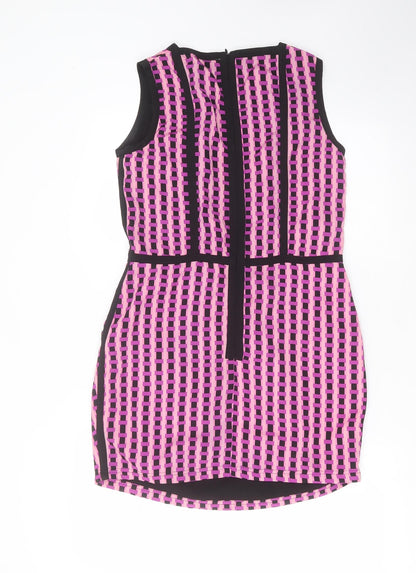 Awear Womens Purple Geometric Polyester Shift  Size 10  Round Neck