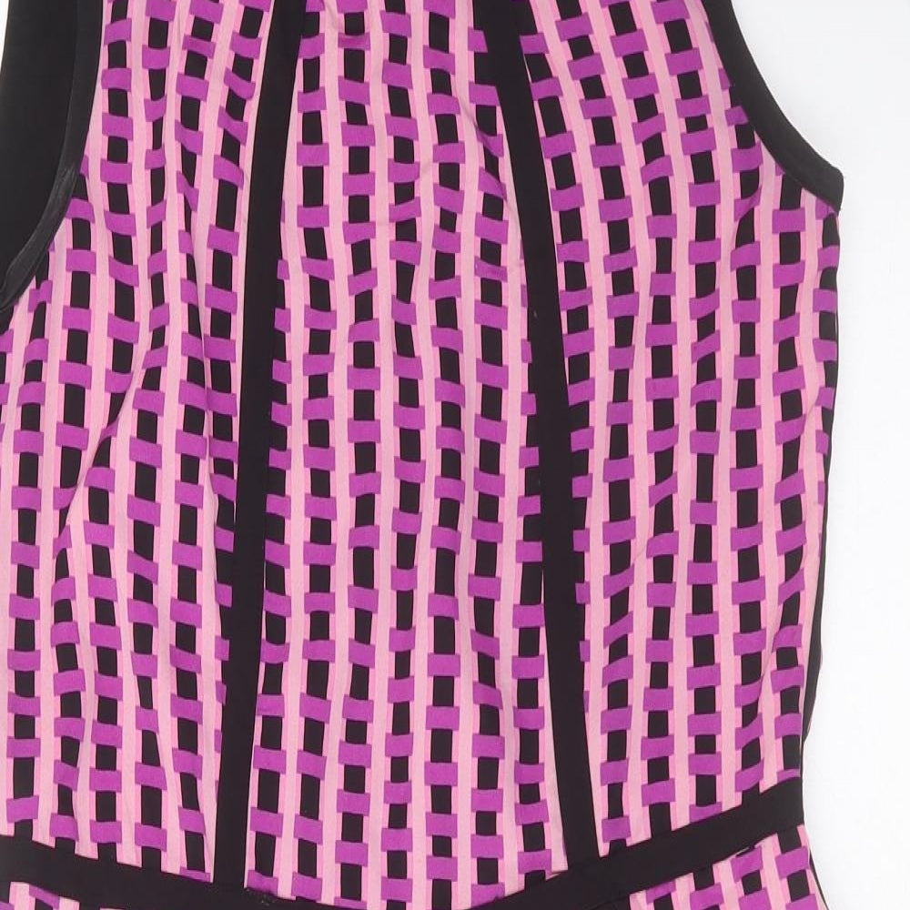 Awear Womens Purple Geometric Polyester Shift  Size 10  Round Neck