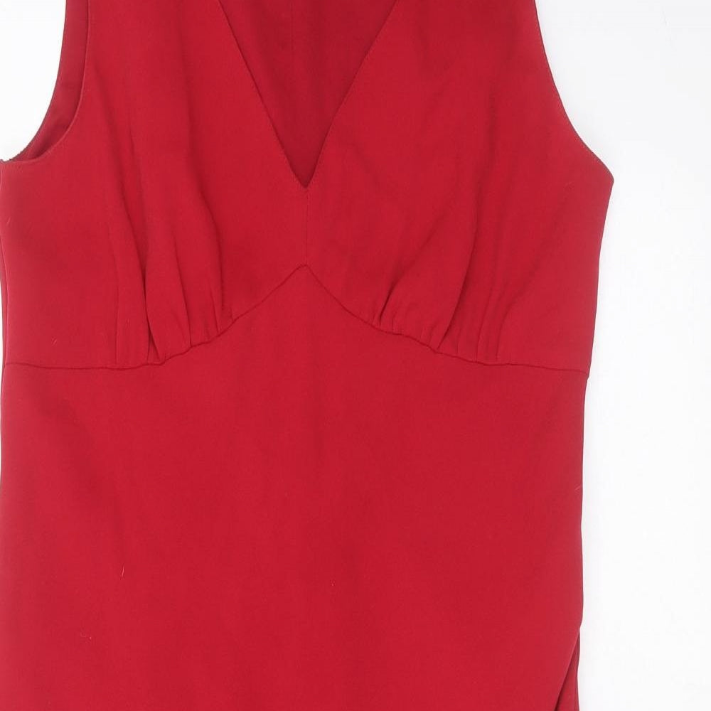 Sisley Womens Red  Polyester Shift  Size M  V-Neck