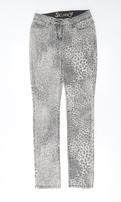 George Womens Grey Animal Print Cotton Skinny Jeans Size 6 L32 in Extra-Slim