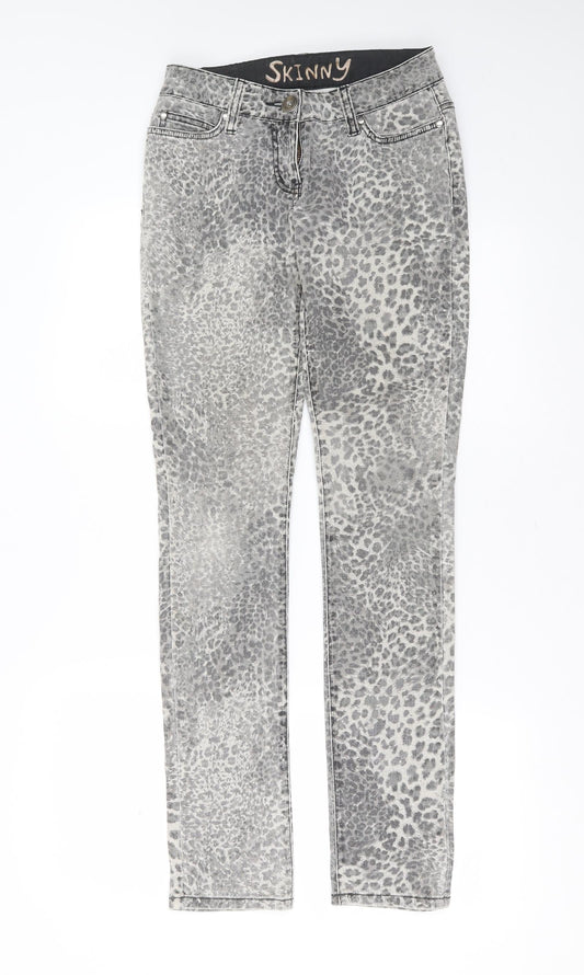 George Womens Grey Animal Print Cotton Skinny Jeans Size 6 L32 in Extra-Slim