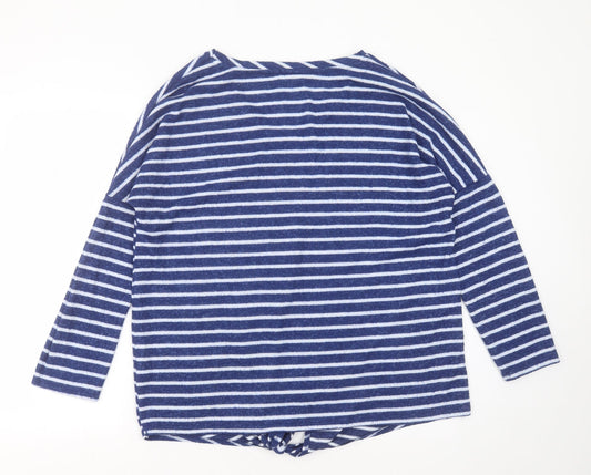 George Womens Blue V-Neck Striped Polyester Pullover Jumper Size 18