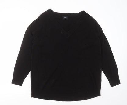 F&F Womens Beige V-Neck  Acrylic Pullover Jumper Size 14