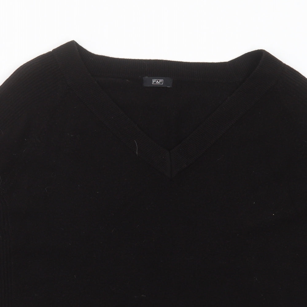 F&F Womens Beige V-Neck  Acrylic Pullover Jumper Size 14