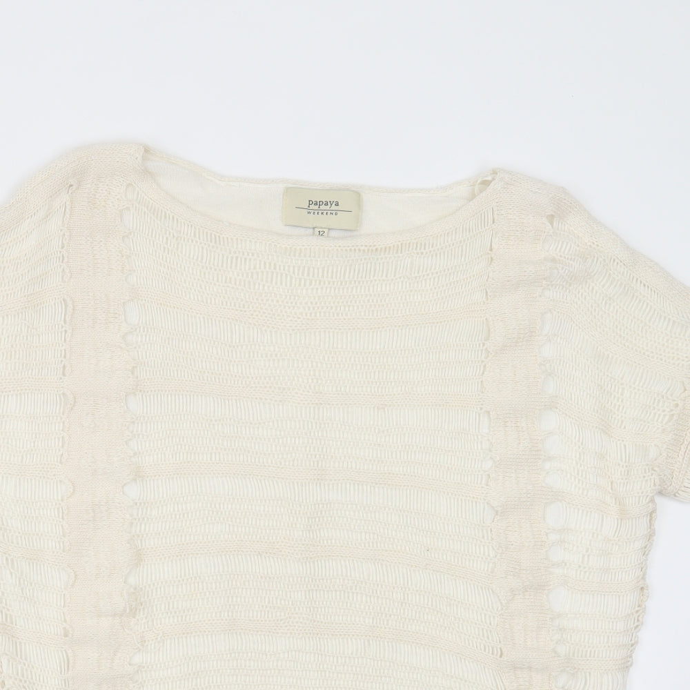 Womens UK Size 12 Papaya Ivory Pullover Jumper