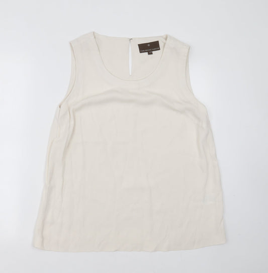 Fenn Wright Manson Womens Ivory  Acrylic Basic Blouse Size 16 Round Neck