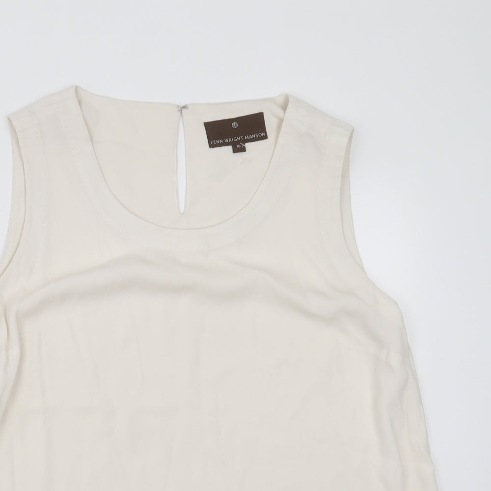 Fenn Wright Manson Womens Ivory  Acrylic Basic Blouse Size 16 Round Neck