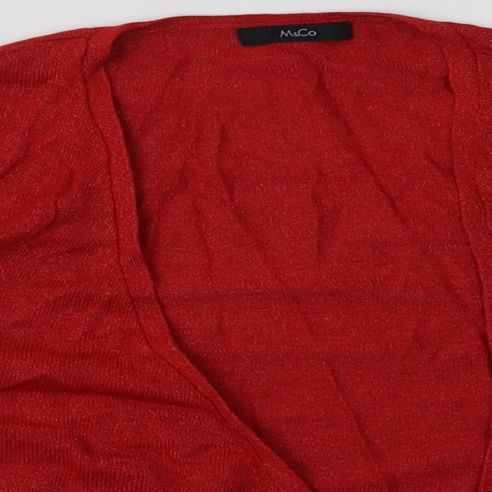 Womens UK Size 12 M&Co Red Cardigan Jumper