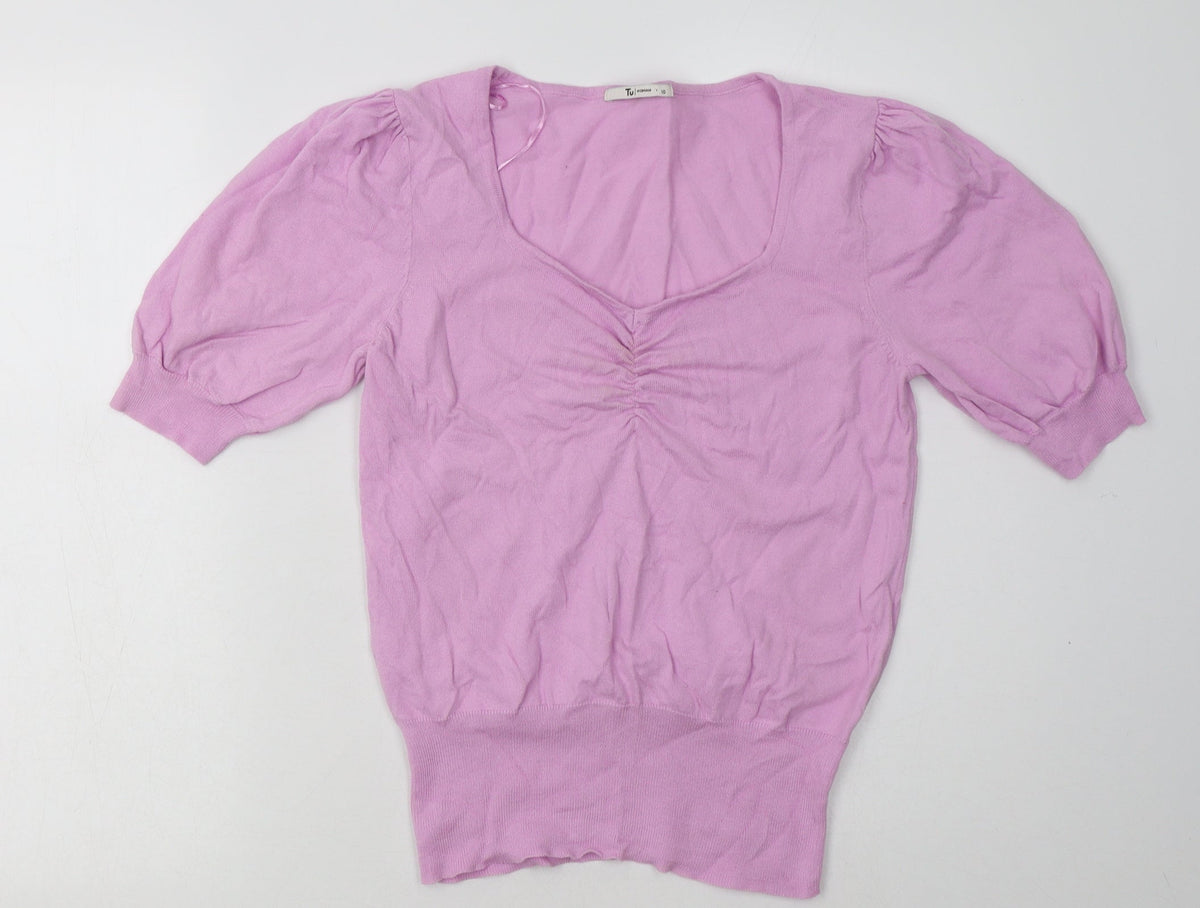 Additional front view of TU women’s purple cotton pullover sweatshirt, size UK 10, pullover