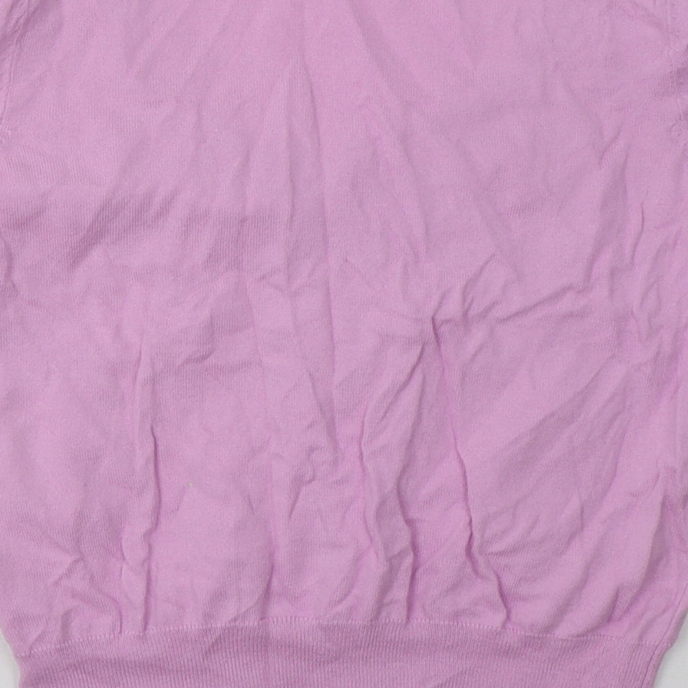 Brand and care label for TU women’s purple cotton pullover sweatshirt, size UK 10, pullover