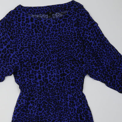 H&M Womens Blue Animal Print Viscose A-Line  Size 8  Crew Neck Pullover