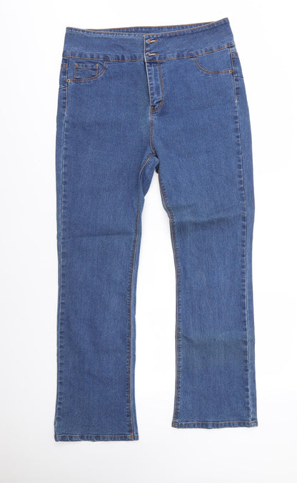 Avon Womens Blue  Cotton Bootcut Jeans Size 16 L30 in Regular