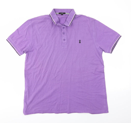 F&F Mens Purple  100% Cotton  Polo Size L Collared
