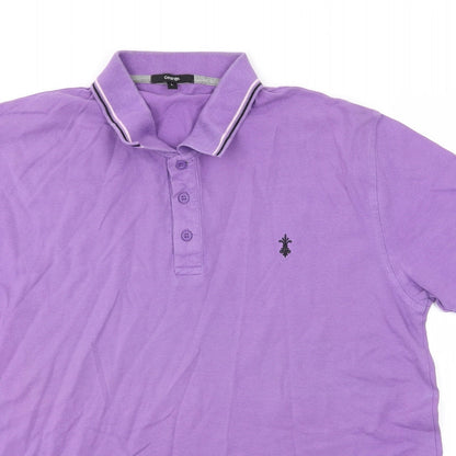 F&F Mens Purple  100% Cotton  Polo Size L Collared