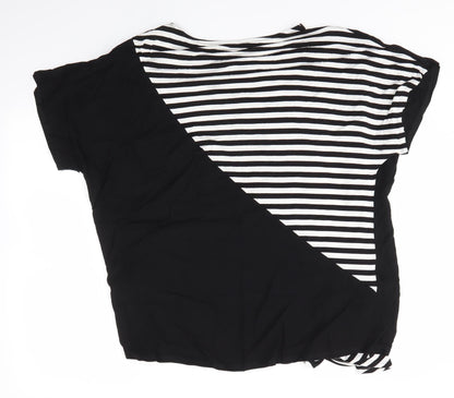 Avon Womens Black Striped Viscose Basic Blouse Size 14 Round Neck