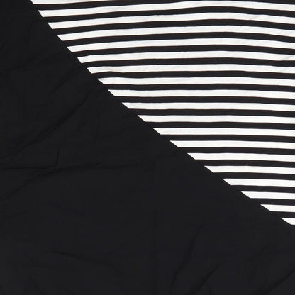 Avon Womens Black Striped Viscose Basic Blouse Size 14 Round Neck