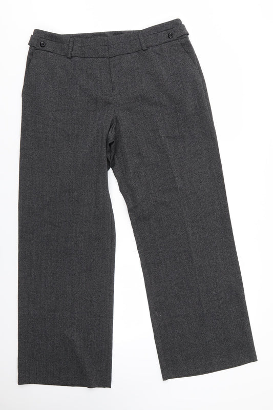 Womens UK Size 16 BHS Regular Fit Dress Pants Grey Trousers