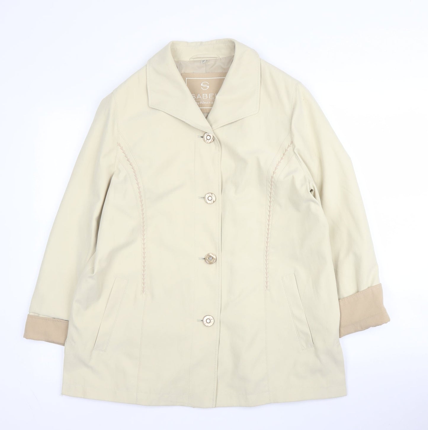 Isabell Womens Beige   Overcoat Coat Size 12  Button