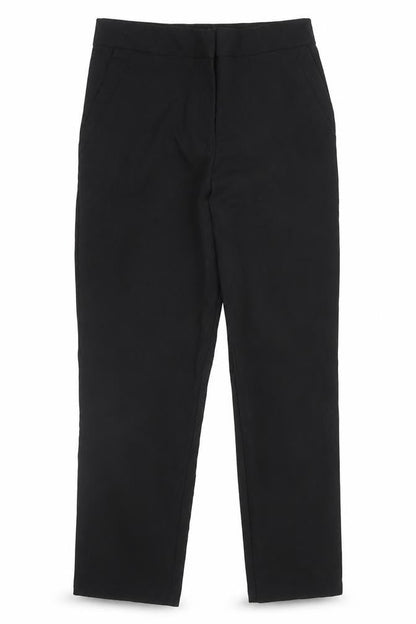 Front view of George girls’ black viscose carpenter trousers, size 6-7, years, 20-inch leg regular zip
