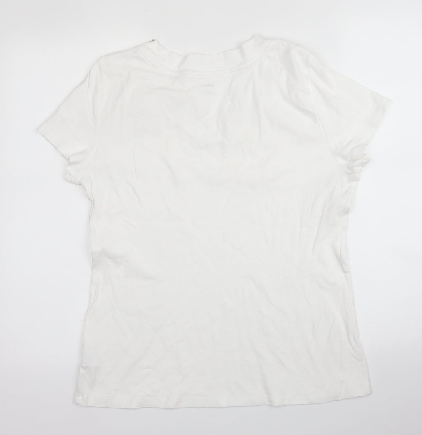 Style & Co Womens White  Cotton Basic Blouse Size L Round Neck