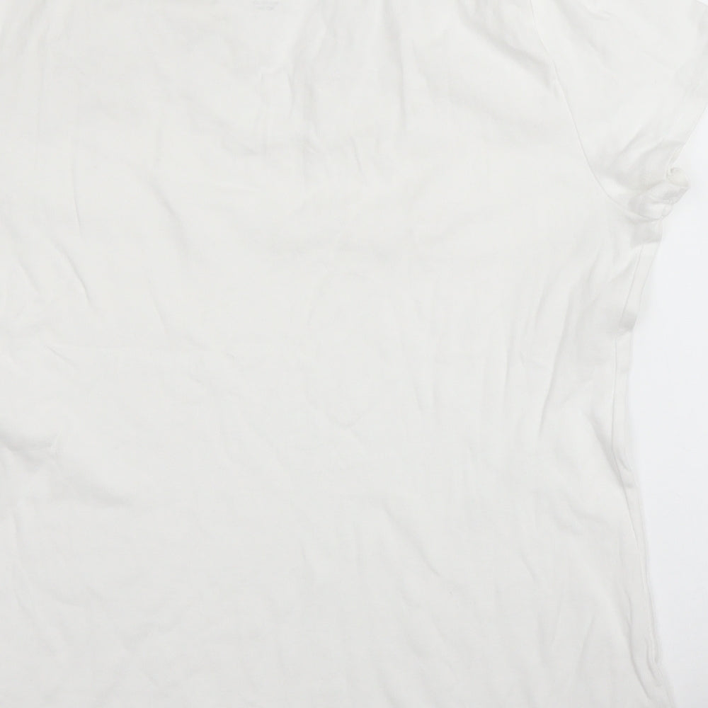Style & Co Womens White  Cotton Basic Blouse Size L Round Neck