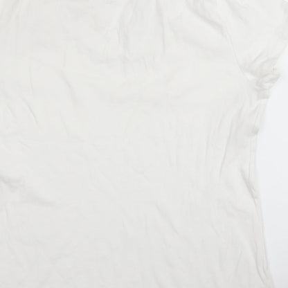 Style & Co Womens White  Cotton Basic Blouse Size L Round Neck